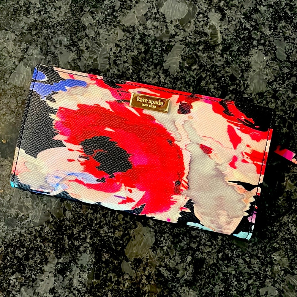 Kate Spade Thin Wallet Black Floral